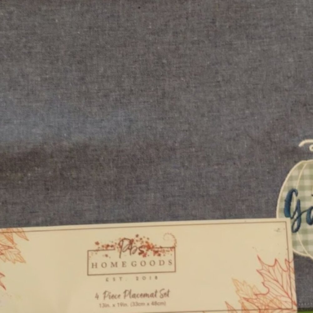 HomeGoods 4 Piece Placemat Set Gather Thanksgiving Blue New (C1)